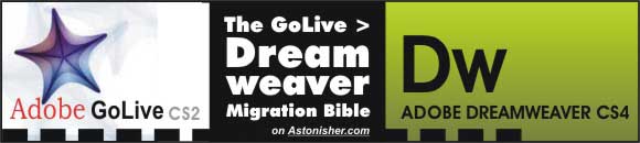 "The GoLive > Dreamweaver Web Site Migration Bibe" by Bruce Brown -- free on Astonisher.com