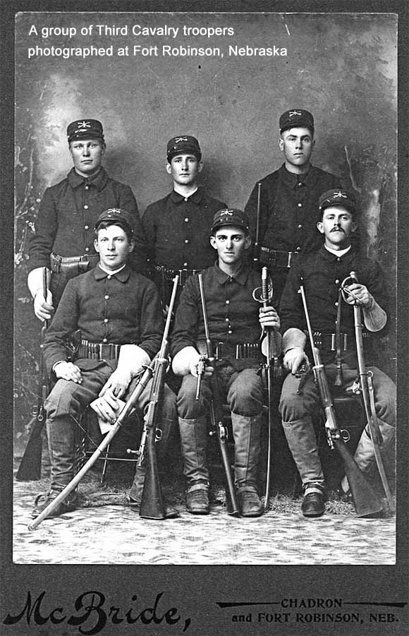 Third Cavalry troopers photographed at Fort Robinson, Nebraska