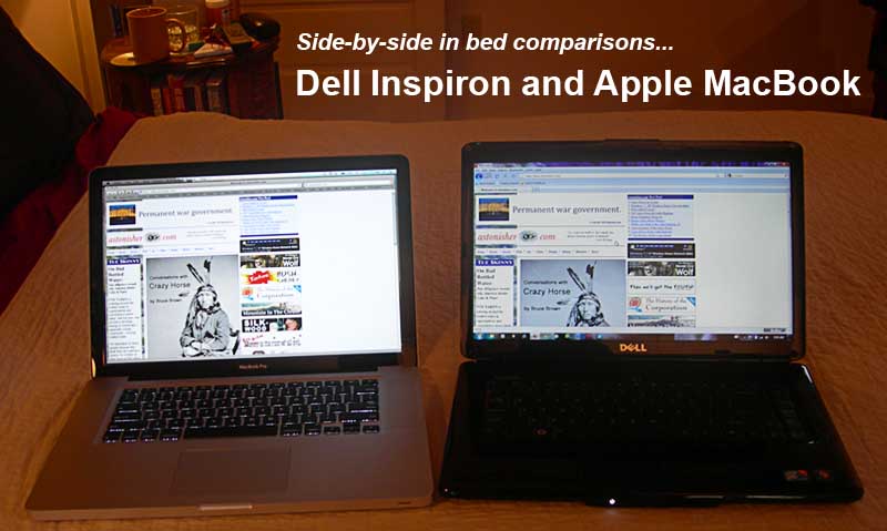 Side-by-side in bed tests -- Dell Inspiron & Apple MacBook