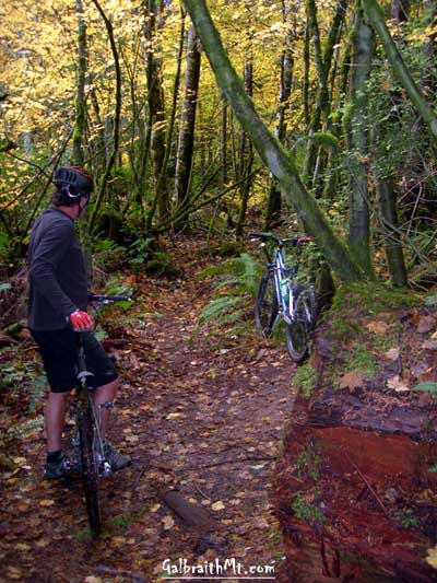 Russ Lambert on Rock 'n Roll at the junction with Mole Trap on Galbraith Mt. in Bellingham, WA