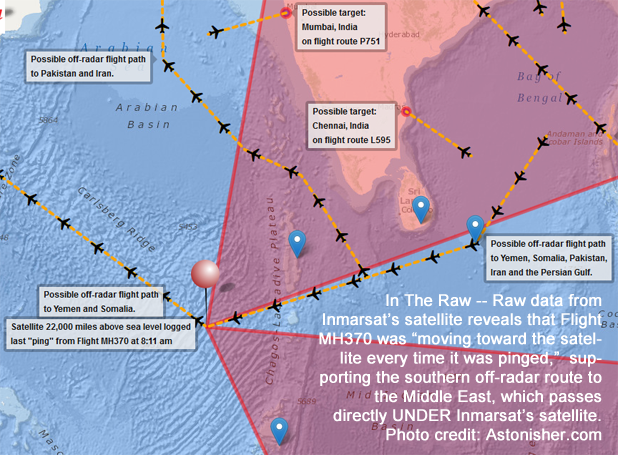 Flight MH370 Map: Southern off-radar route passes directly UNDER Inmarsat satellite's stationary orbit