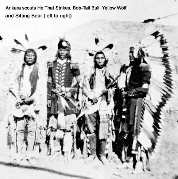 Arikara scouts He That Strikes, Bob-Tail Bull, Yellow Wolfand Sitting Bear