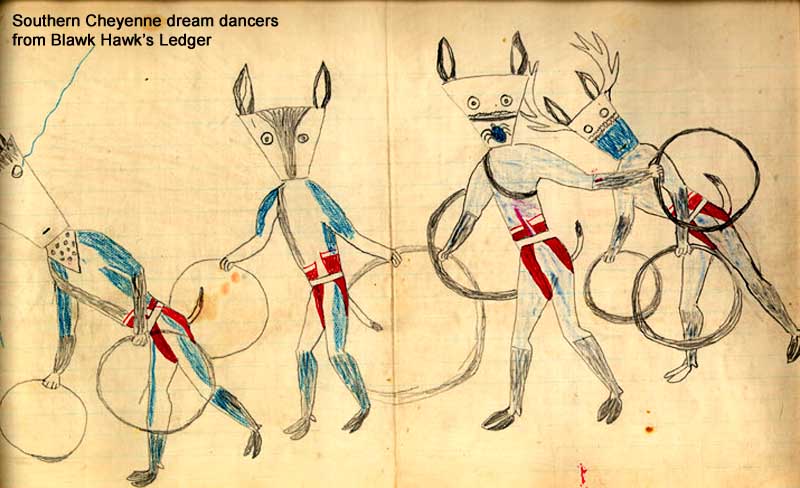 Southern Cheyenne dream dencers from the Black Hawk's Ledger Book