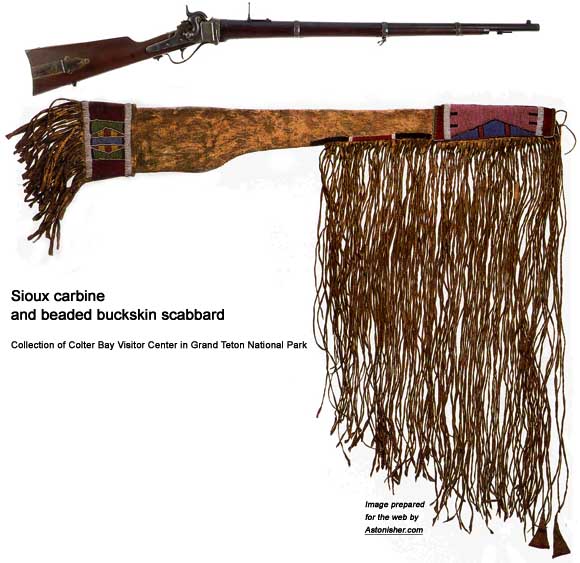 Sioux gun and beaded buckskin scabbard