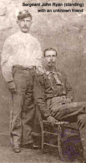 Sergeant John Ryan of the Seventh Cavalry, standing with an unknown friend