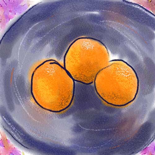 "Oranges in a Blue Bowl" by Bruce Brown