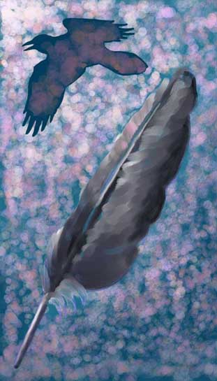 "Raven Flying in the Moonlight" by Bruce Brown