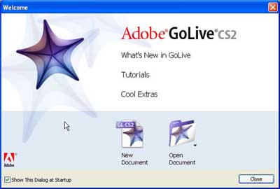 Startup splash screen for Adobe GoLive CS2
